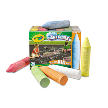 Giant Washable Sidewalk Chalk, Assorted Colors, 24/Box