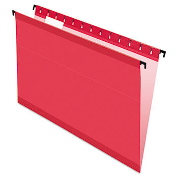 Poly Laminate Hanging Folders, Legal, 1/5 Tab, Red, 20/Box