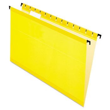 Poly Laminate Hanging Folders, Legal, 1/5 Tab, Yellow, 20/Box