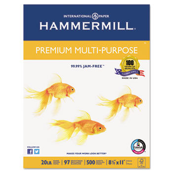 Premium Multipurpose Paper, 20-lb., 8-1/2 x 11, White, 5000/Carton