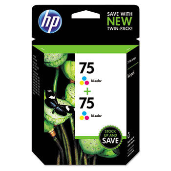 CZ070FN140 (HP 75) Ink Cartridge, Tri-Color, 170 Page-Yield, 2/Pk