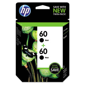 CZ071FN140 (HP 60) Ink Cartridge, Black, 200 Page-Yield, 2/Pk