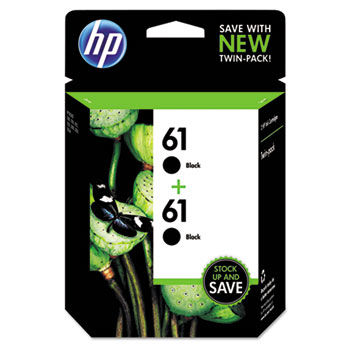 CZ073FN140 (HP 61) Ink Cartridge, Black, 190 Page-Yield, 2/Pk