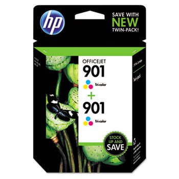 CZ076FN140 (HP 901) Ink Cartridge, Tri-Color, 360 Page-Yield, 2/Pk