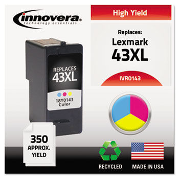 Remanufactured 18Y0143 (#43) Ink, 350 Yield, Tri-Color