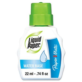 Water Base Correction Fluid, 22 ml Bottle, Foam Applicator, White