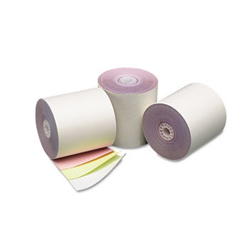 Three-Ply Cash Register/POS Rolls, 3"" x 70 ft., White/Canary/Pink, 50/Carton