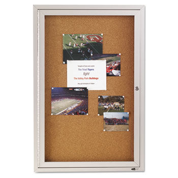 Enclosed Cork Bulletin Board, Natural Cork/Fiberboard, 24"" x 36""