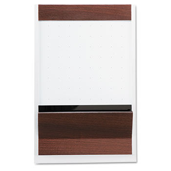 Porcelain Magnetic Whiteboard, 36 X 24, White/Mahogany