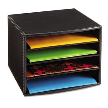 Four-Section Desktop Sorter, 10 1/4"" x 13 3/4"" x 7  3/4"", Black