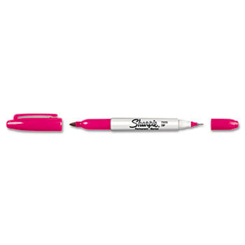 Twin-Tip Permanent Marker, Fine/Ultra Fine Point, Magenta