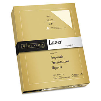 25% Cotton Premium Laser Paper, White 97, 32 lb., Smooth, 8-1/2 x 11,  300/Pack