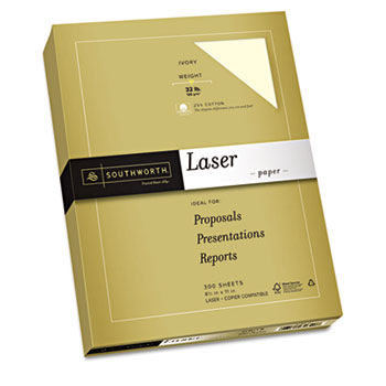 25% Cotton Premium Laser Paper,Ivory,  32 lbs, Smooth, 8-1/2 x 11, 300/Pack