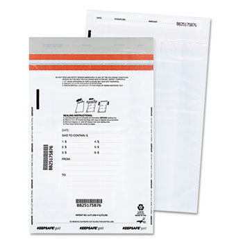 Tamper-Evident Deposit Bags, 9 x 12, White, 100 per Pack