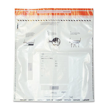 Tamper-Evident Deposit Bags, 20 x 20, Clear, 50 per Pack