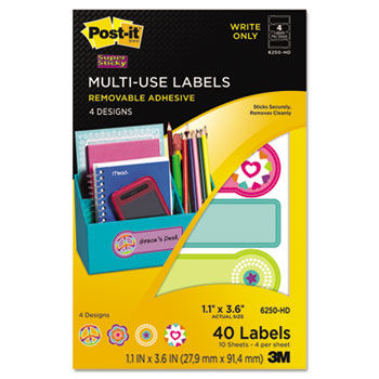 Designer Series Removable Multi-Use Labels, 1-1/10 x 3-6/10, 40/Pack