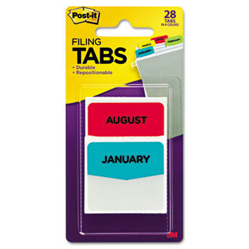 Preprinted File Tabs, 1 3/4 x 1 1/2, Jan.-Dec., 28/Pack