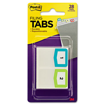 Preprinted File Tabs, 1 3/4 x 1 1/2, Numbers 1-12, 28/Pack