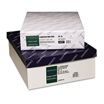 Crane's Crest 100% Cotton Paper, 24-lb., 8-1/2 x 11, Fluorescent White, 500/Ream