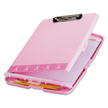 Breast Cancer Awareness Clipboard Box, 3/4"" Capacity, 8 1/2 x 11, Pink