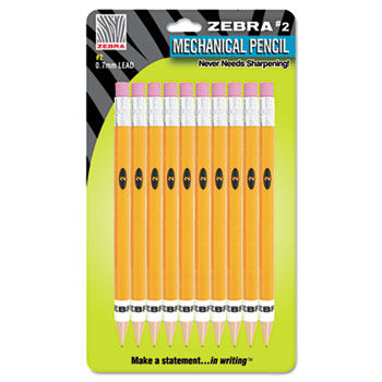 #2 Mechanical Pencil, 0.7 mm, Yellow, 10/Pack