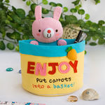 [Rabbit & Carrots] Embroidered Applique Wall Organizer / Hanging Organizer / Storage Box (6*7*3.5)