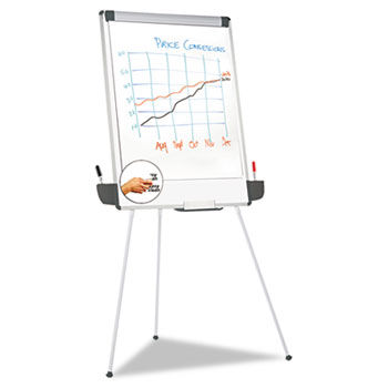 Tripod Style Dry Erase Easel, 29 x 41, White/Gray