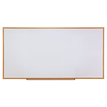 Dry-Erase Board, Melamine, 96 x 48, White, Oak-Finished Frame