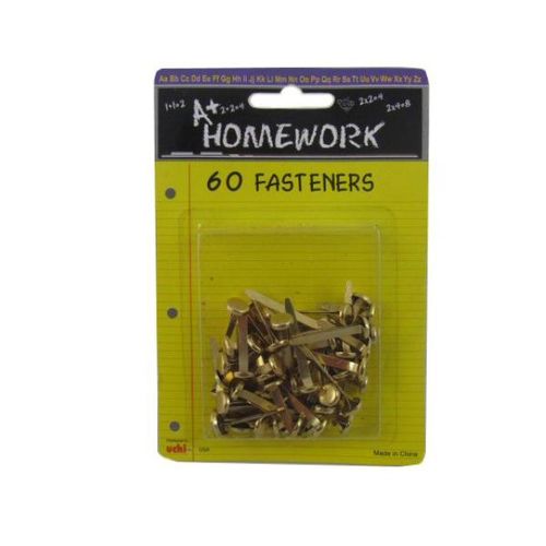 Brass Brad Fasteners - 60 ct Assorted sizes Case Pack 48