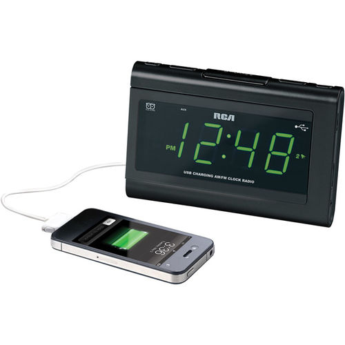 Dual Alarm Clock AM/FM Radio with Large Display and USB Port