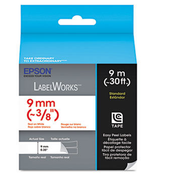 LabelWorks Standard LC Tape Cartridge, 3/8"", Red on White