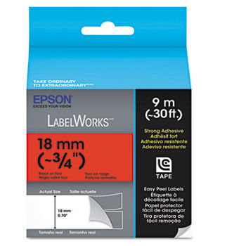 LabelWorks Strong Adhesive LC Tape Cartridge, 3/4"", Black on Red