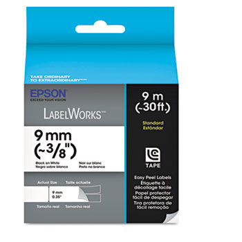 LabelWorks Standard LC Tape Cartridge, 3/8"", Black on White