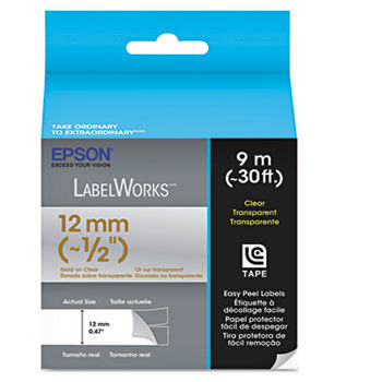 LabelWorks Clear LC Tape Cartridge, 1/2"", Gold on Clear