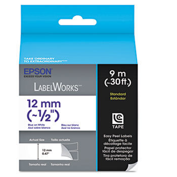 LabelWorks Standard LC Tape Cartridge, 3/8"", Blue on White