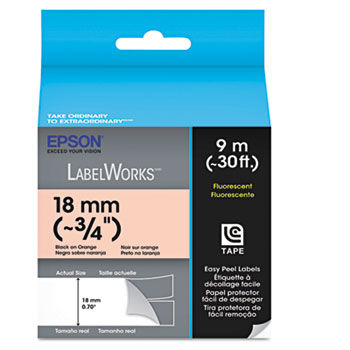 LabelWorks Fluorescent LC Tape Cartridge, 3/4"", Black on Orange