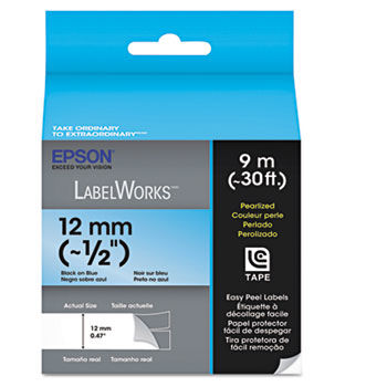 LabelWorks Pearlized LC Tape Cartridge, 1/2"", Black on Blue