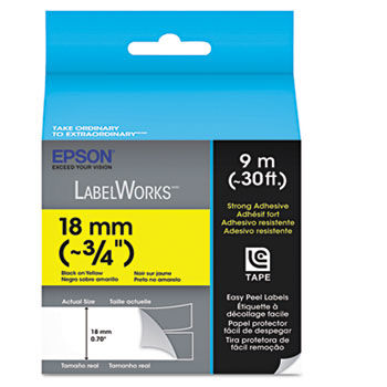 LabelWorks Strong Adhesive LC Tape Cartridge, 3/4"", Black on Yellow