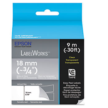 LabelWorks Clear LC Tape Cartridge, 3/4"", White on Clear