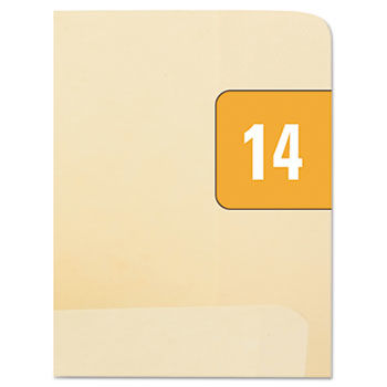 Year 2014 End Tab Folder Labels, 1/2 x 1, Orange/White, 250 Labels/Pack