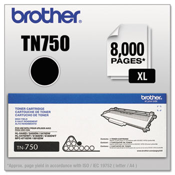 TN750 (TN-750) High-Yield Toner, 8000 Page-Yield, Black