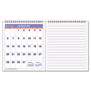 Mini Monthly Wall Calendar With Notes Pages, 13 x 7-1/2"", White, 2014