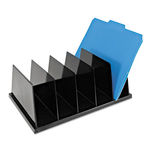 Recycled Large Standard Sorter, 5-Compartment, 13 1/2 x 9 x 5, Plastic, Black