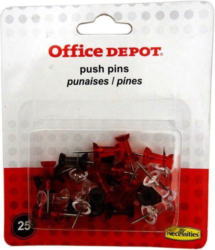 Office Depot 25 Count Assorted Color Push Pins Case Pack 24