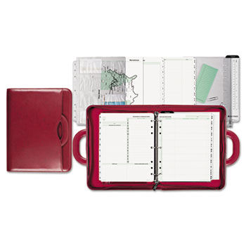 Attach Style Starter Set Organizer, 3-Ring, Simulated Leather, 8 1/2 x 11, Red