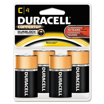 CopperTop Alkaline Batteries with Duralock Power Preserve Technology, C, 4/Pack