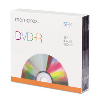 DVD-R, Silver, 4.7 GB, 16x 5/Pk