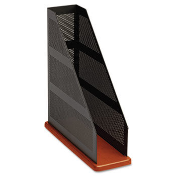 Distinctions Metal/Wood Magazine File, 3 3/4 x 10 1/4 x 12 7/16, Black/Cherry