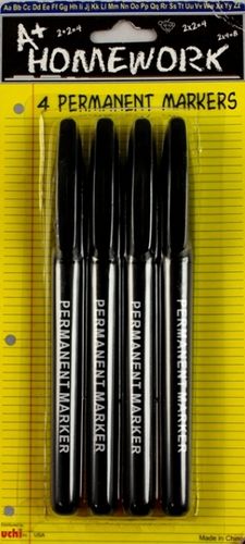 Permanent Markers Black - 4 pk - Pen Tip Case Pack 48