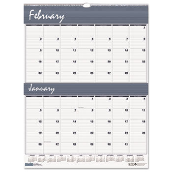 Two-Months-per-Page Wirebound Wall Calendar, 20 x 26, 2014